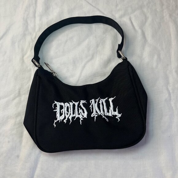 Dolls Kill Embroidered Black Small Shoulder Bag - Picture 2 of 7
